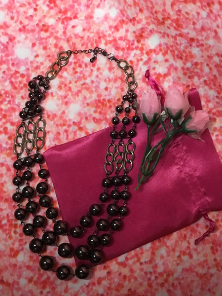 Three Chain Beaded Necklace