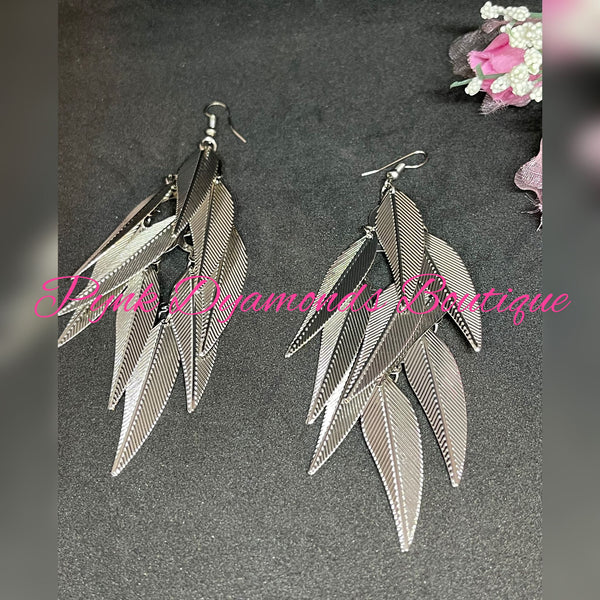 Silver Leaf Dangle Earrings