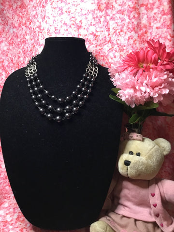 Three Chain Beaded Necklace