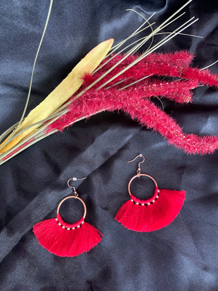 Red Tassel Earrings
