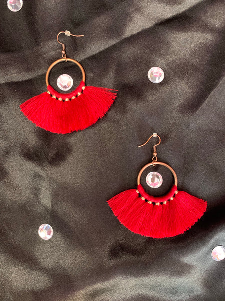 Red Tassel Earrings