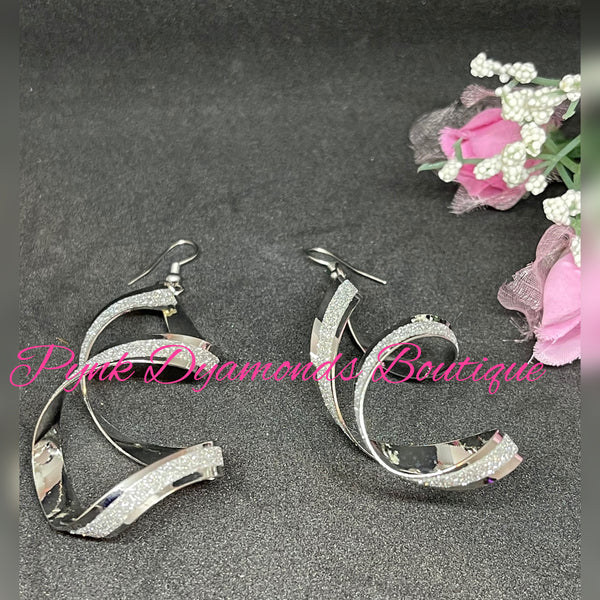 Silver Spiral Fishhook Earrings
