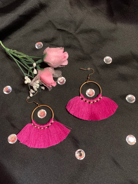 Pink Tassel Earrings