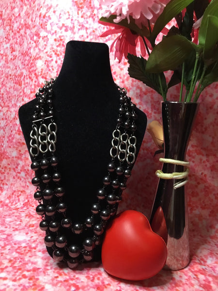 Three Chain Beaded Necklace