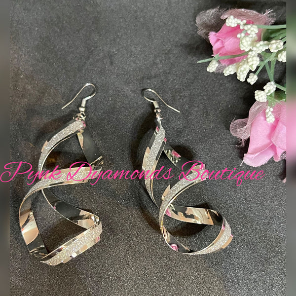 Silver Spiral Fishhook Earrings