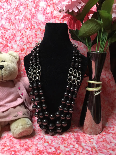 Three Chain Beaded Necklace
