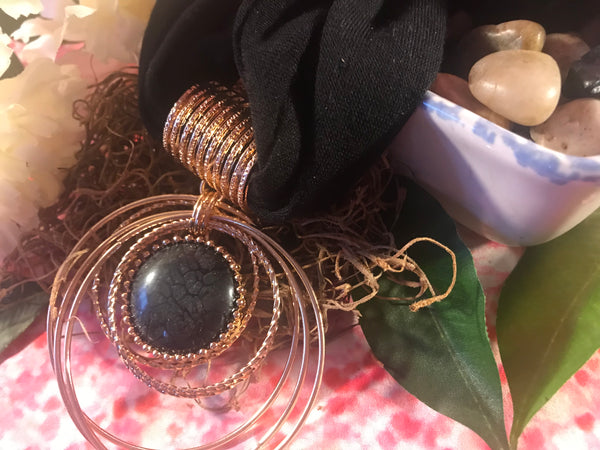 Short Black Necklace Scarf with pendant