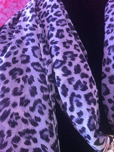 White Cheetah Scarf with Cheetah pendant