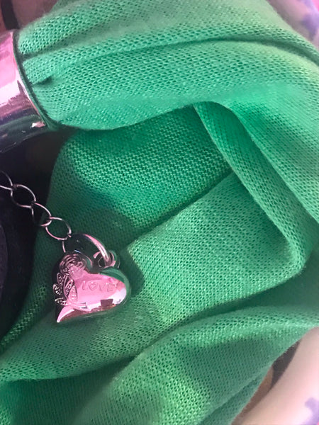 Short Green Scarf Necklace with pendant