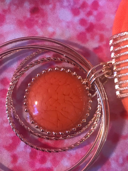 Short Orange Scarf Necklace with pendant