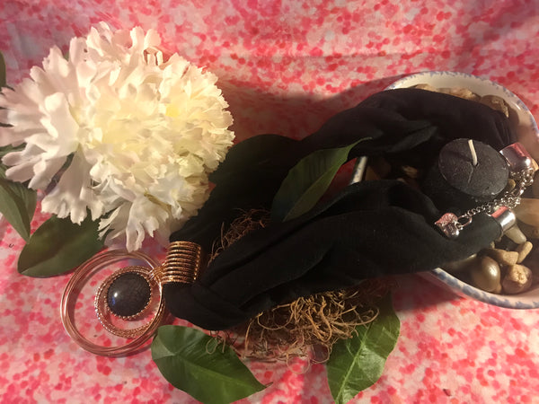 Short Black Necklace Scarf with pendant