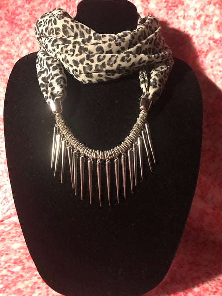 White Cheetah Infinity Scarf Necklace