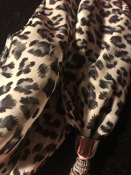 White Cheetah Infinity Scarf Necklace