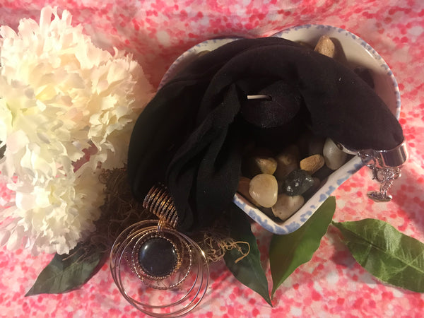 Short Black Necklace Scarf with pendant