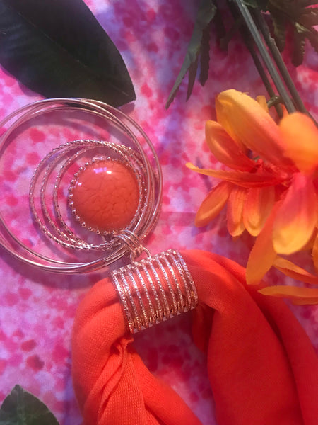 Short Orange Scarf Necklace with pendant