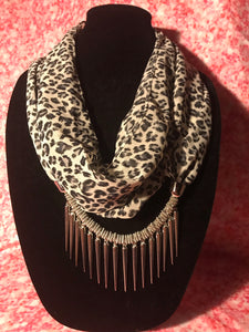 White Cheetah Infinity Scarf Necklace