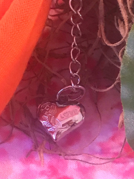 Short Orange Scarf Necklace with pendant