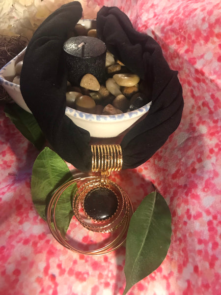 Short Black Necklace Scarf with pendant